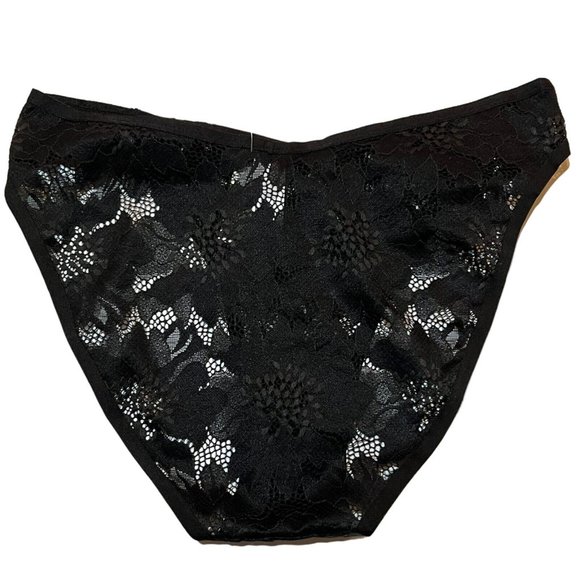 NWT AERIE High Cut Bikini Pantie Underwear Sz XS Black Lace - Picture 2 of 4